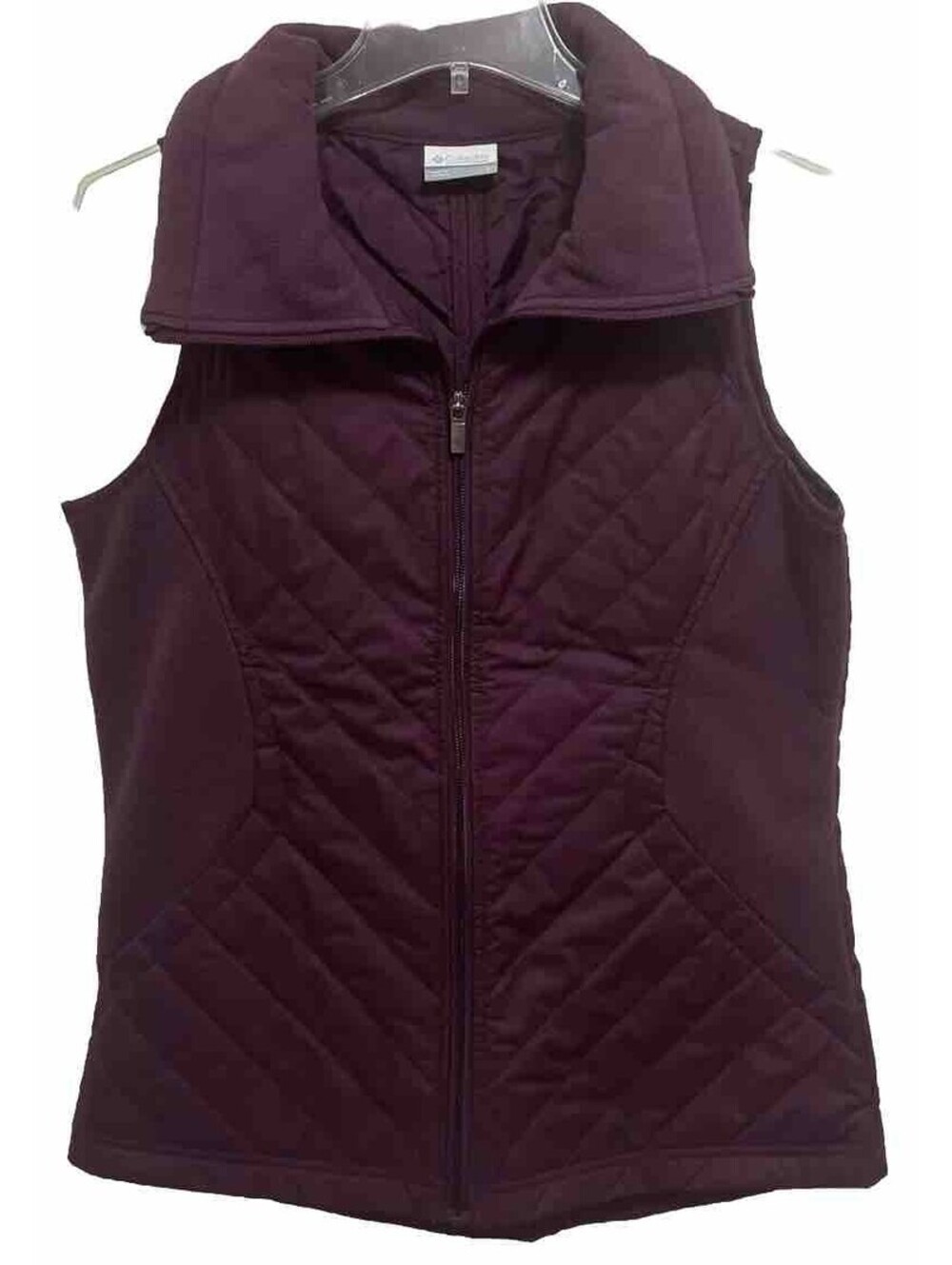 Columbia Quilted Vest Size S Grape Full Zip Fleece Sides Hiking Outdoor
